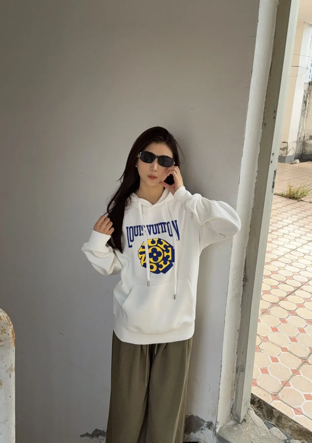 Louis Vuitton/Louis Vuitton 25Fw 3D letter patch hooded sweatshirt
